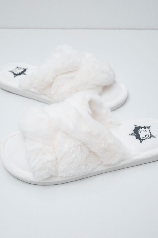 Women'secret White plush Snoopy slippers beige