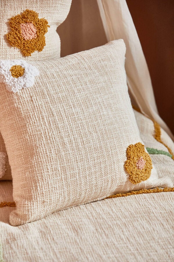 Womensecret Fiore ecru cushion cover with embroidered flowers printed