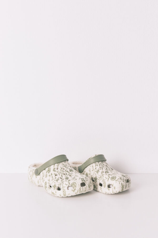 Women'secret Green floral clogs slippers green