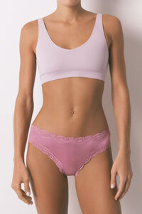 Women'secret Pink microfibre and lace Brazilian panty