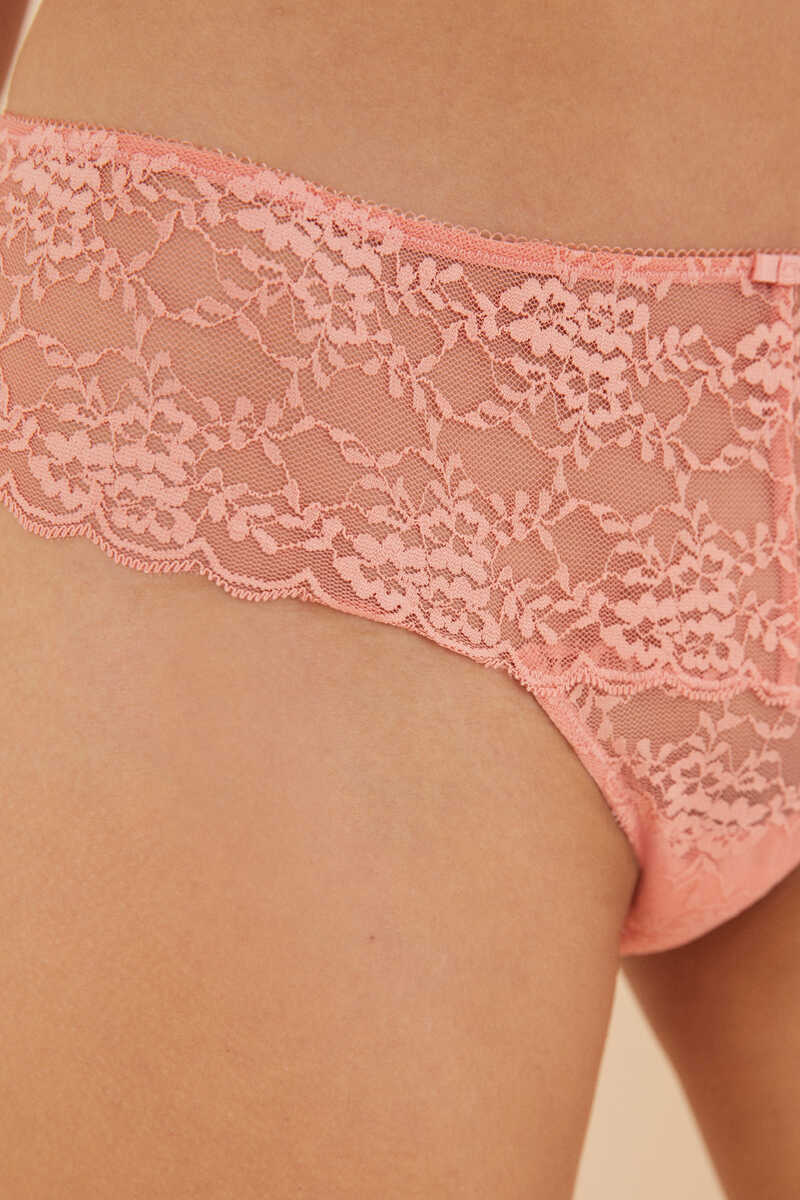 Womensecret Coral Brazilian wide side lace panty red