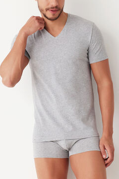 Womensecret Camiseta termal de hombre cuello pico manga corta gris