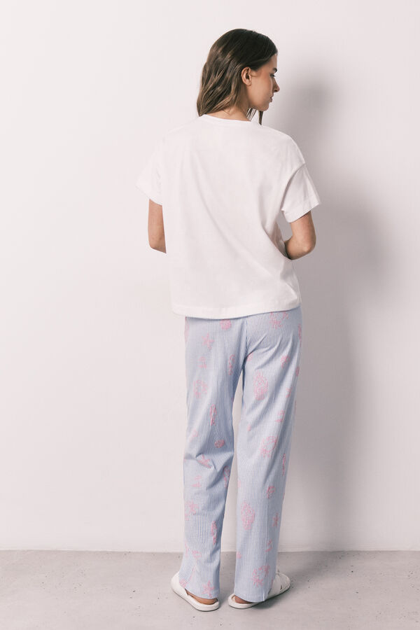 Women'secret Pamučna kratka duga pidžama sa zvezdicama Bež