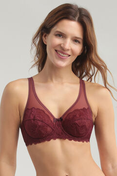 Dim red half cup underwired padded bra invisifit