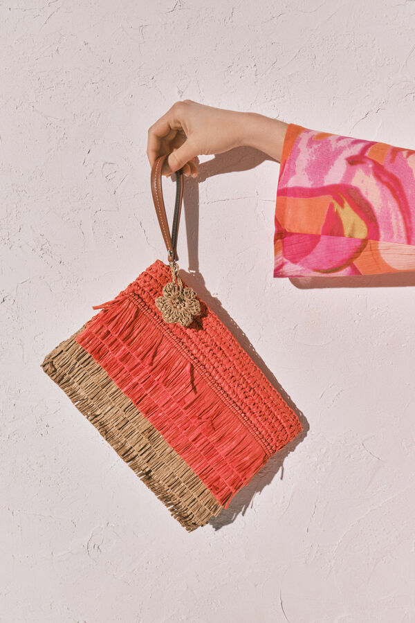 Women'secret Two-tone raffia medium vanity case red