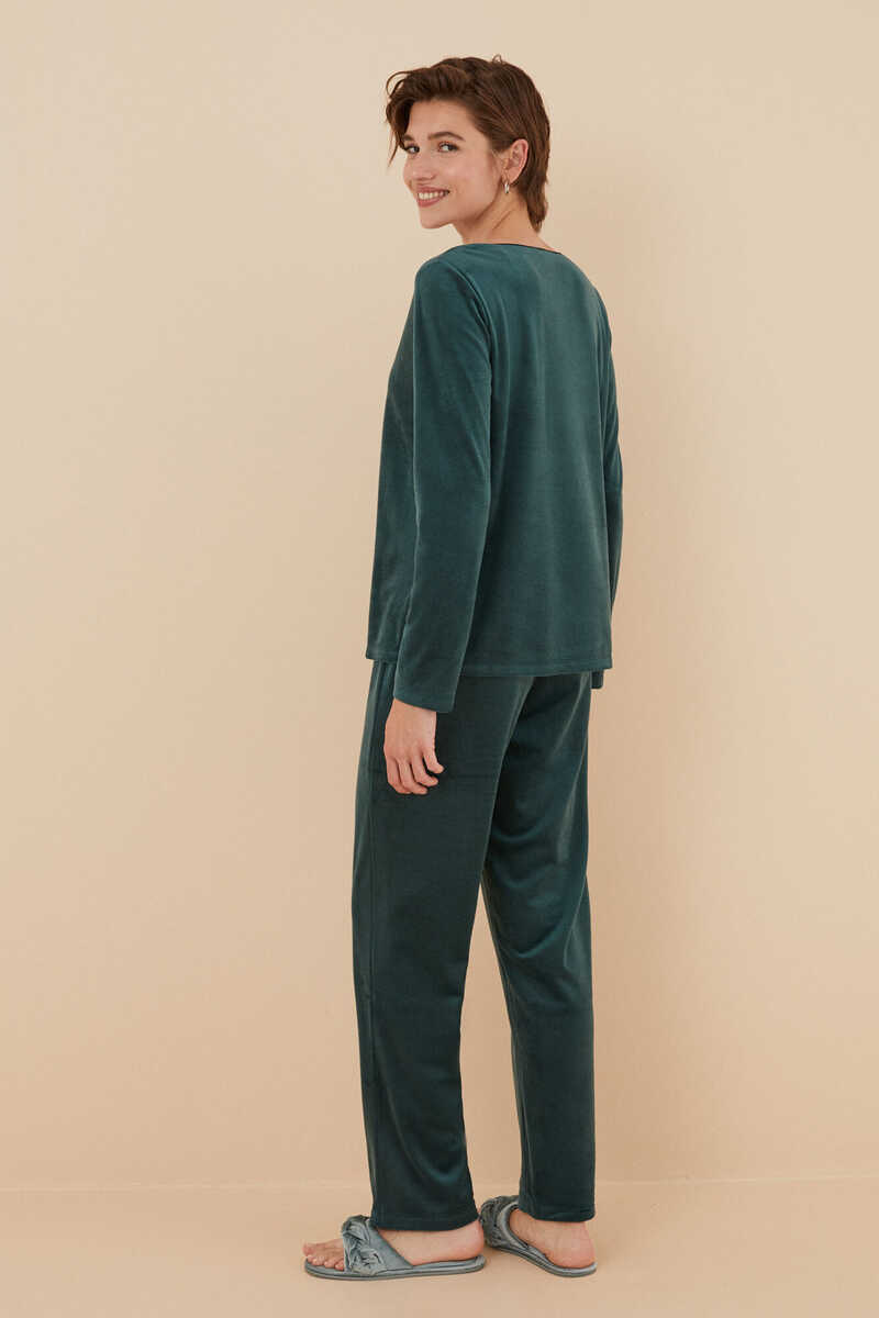Womensecret Green stretch velvet pyjamas green