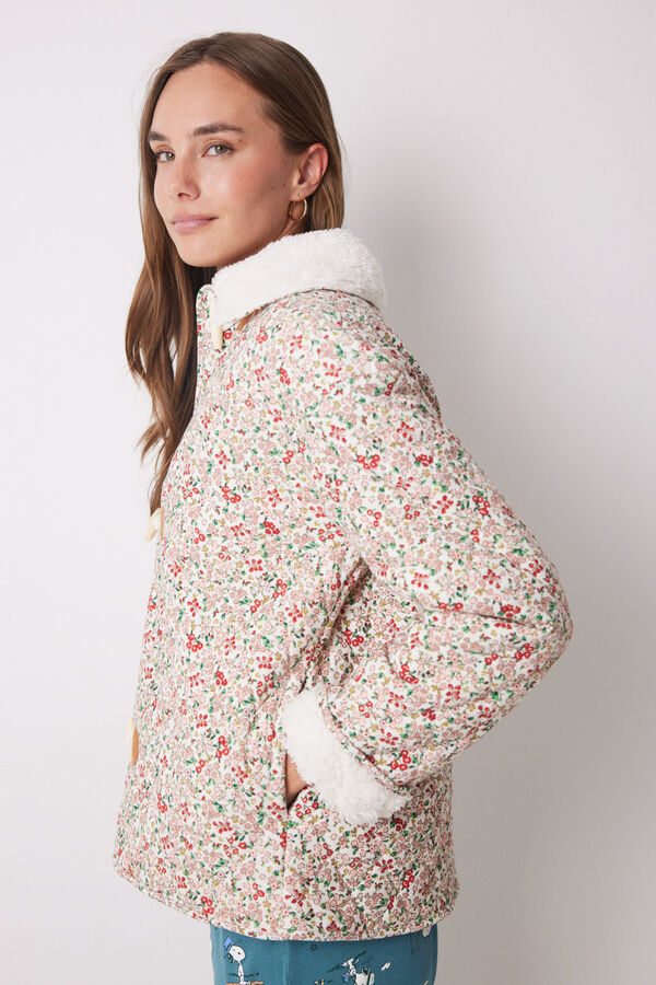 Womensecret Robe curto acolchoado com flores do Snoopy  rosa