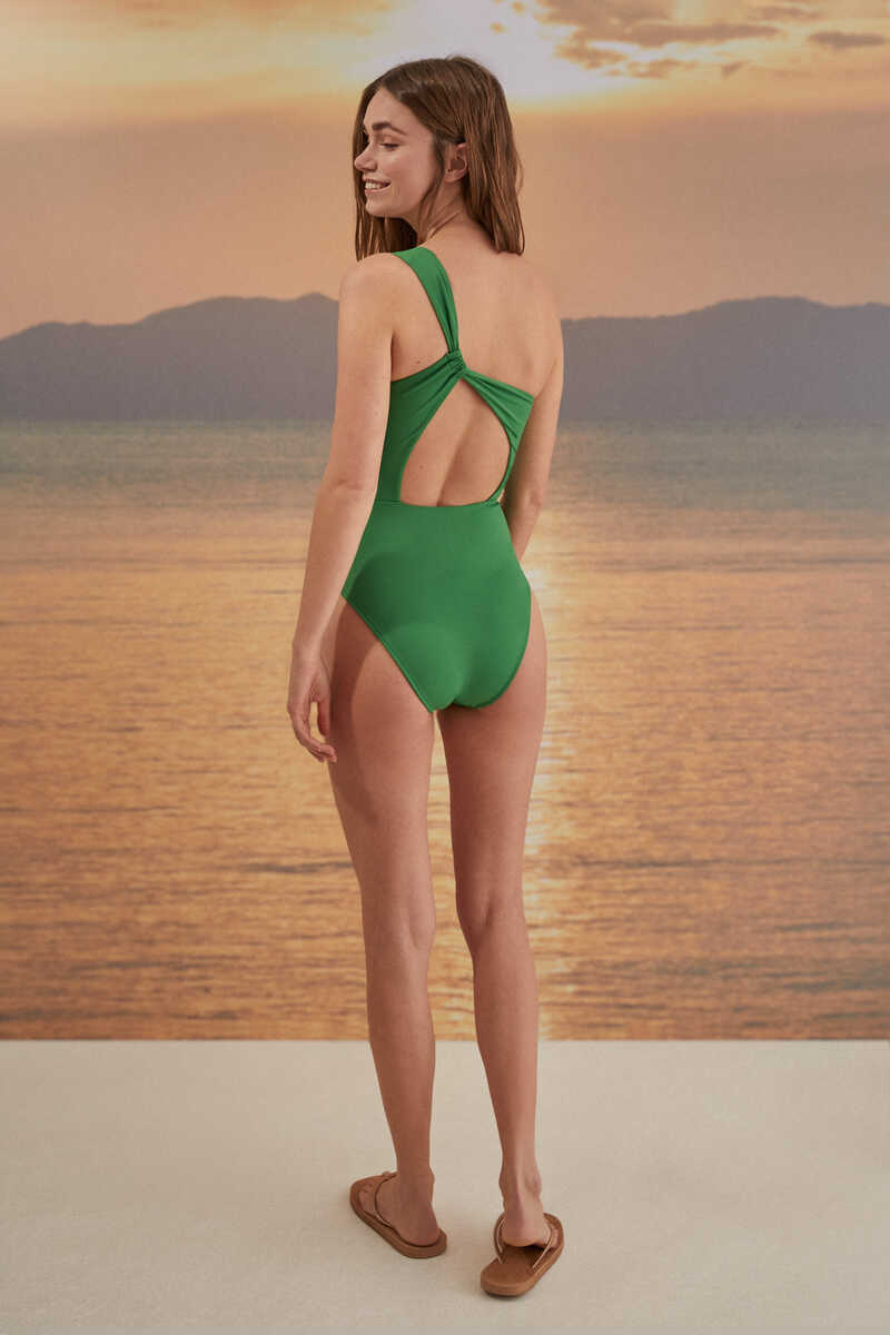 Womensecret Green asymmetric shaping swimsuit green