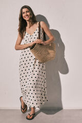 Women'secret Robe longue imprim&eacute;e &agrave; pois B&W beige