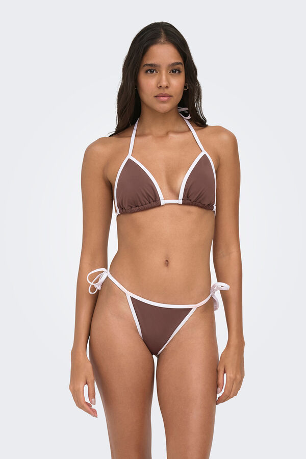 Only Braon bikini komplet sa kontrastnim detaljima Braon