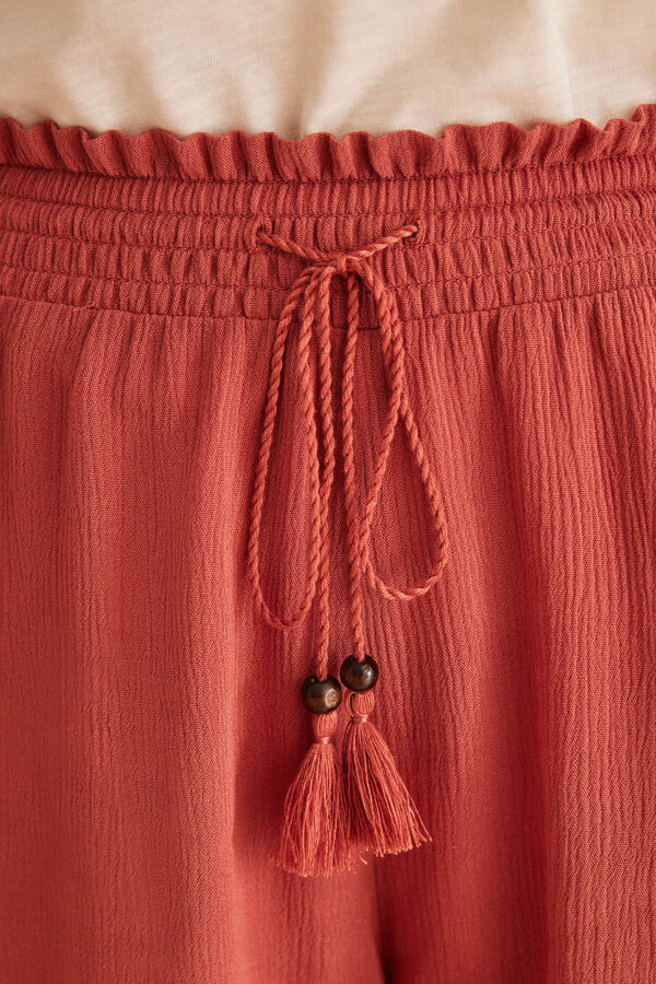 Womensecret Šorts od izgužvane tkanine sa heklanim detaljima Narandžasta