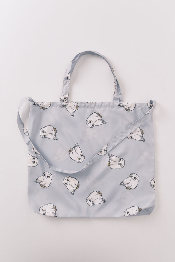 Women'secret Foldable bag with keychain gray Hedwig printed