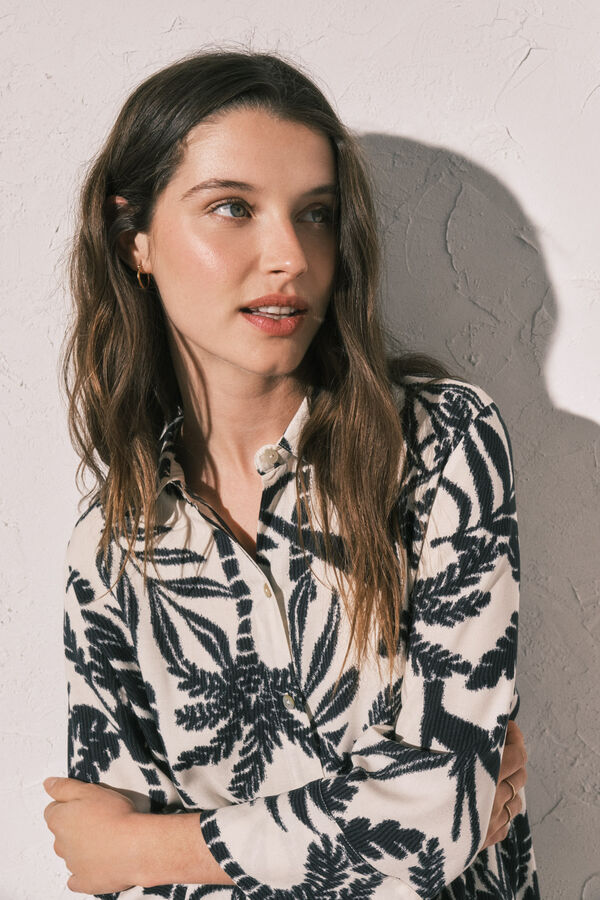 Women'secret Printed shirt and short set black