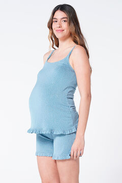 Womensecret Printed flounced maternity pyjama shorts blue
