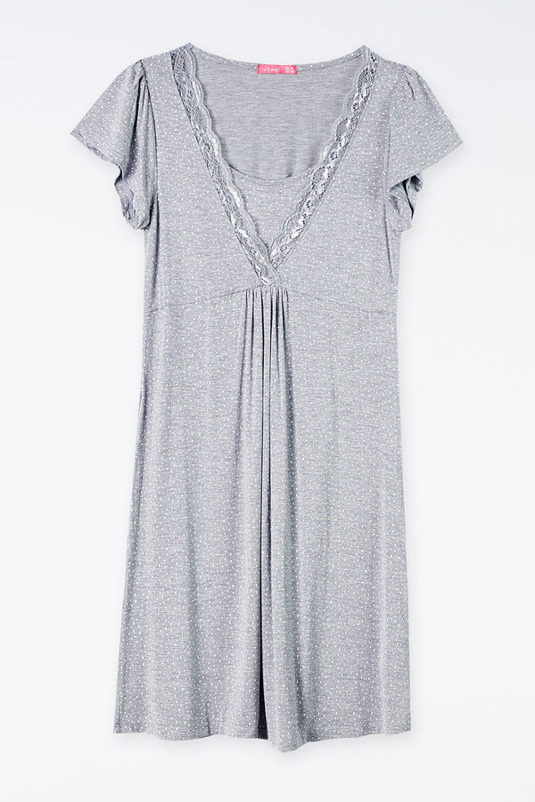 Womensecret Kurzärmeliges Still-Nachthemd mit Punkten Grau