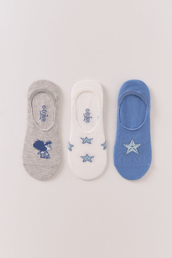 Women'secret Pack 3 calcetines invisibles algod&oacute;n Mafalda estampado