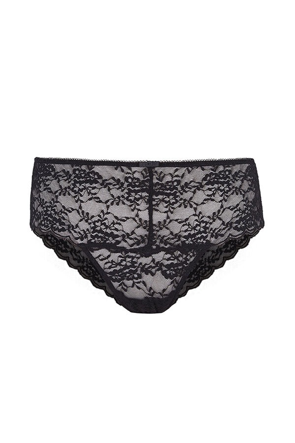 Black Brazilian wide side lace panty, Women's panties