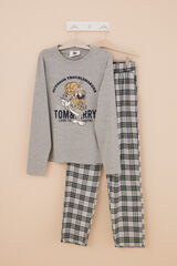 Womensecret Tom és Jerry mintás, férfi hosszú pizsama, 100% pamutból szürke