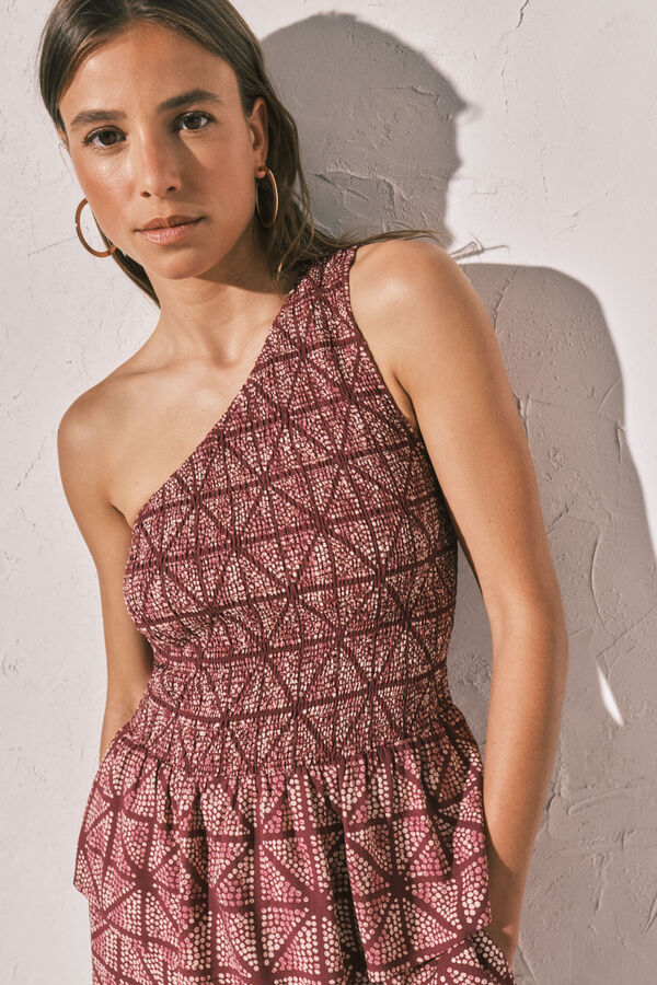 Women'secret Aszimmetrikus smock top nyomtat&aacute;s