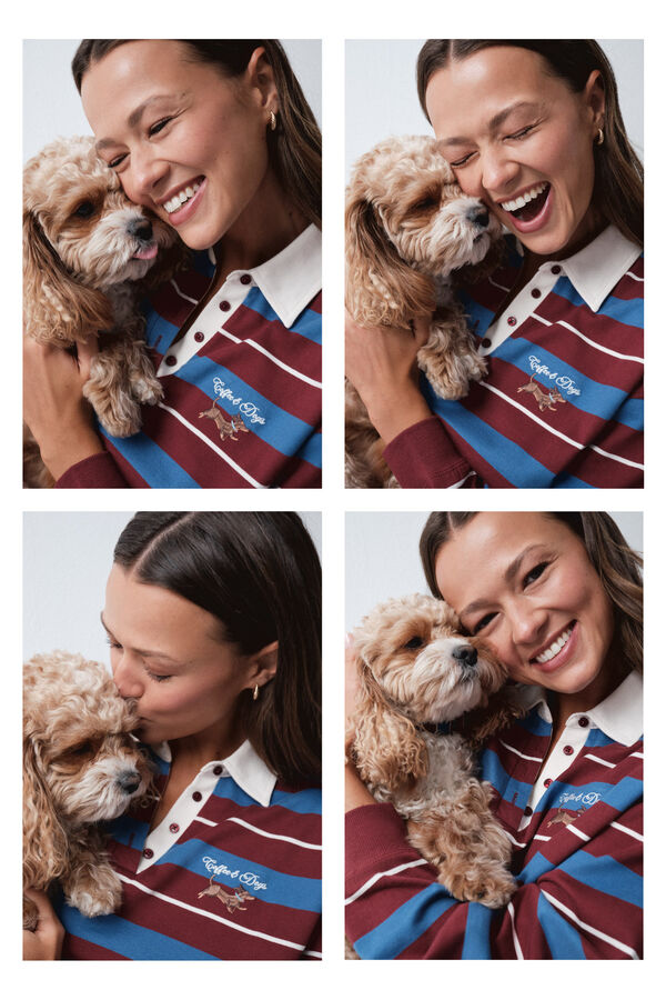 Women'secret Blue striped polo shirt brown