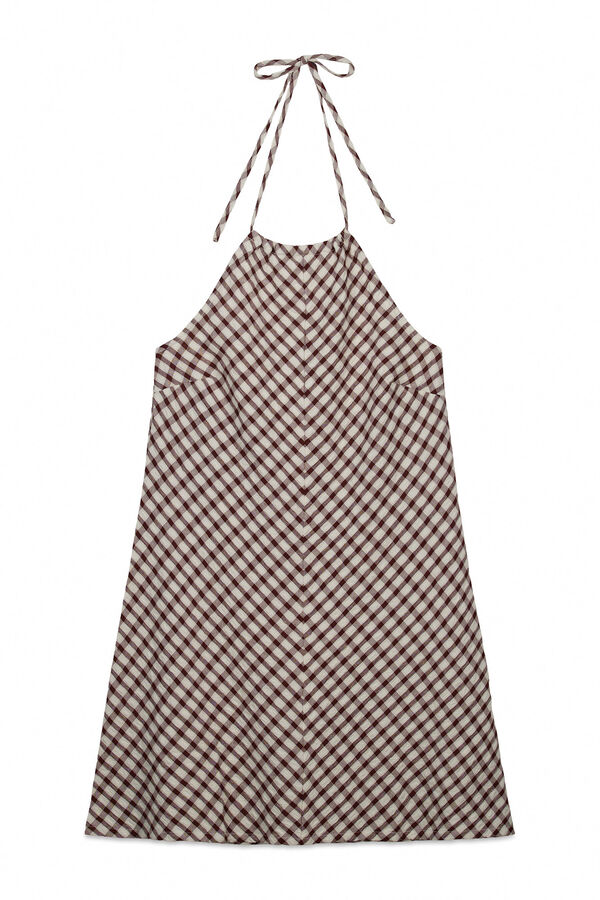 Women'secret Robe courte imprim&eacute;e vichy marron nude