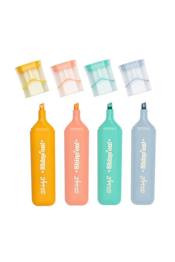 Mr. Wonderful Set de 4 subrayadores con tinta de purpurina estampado