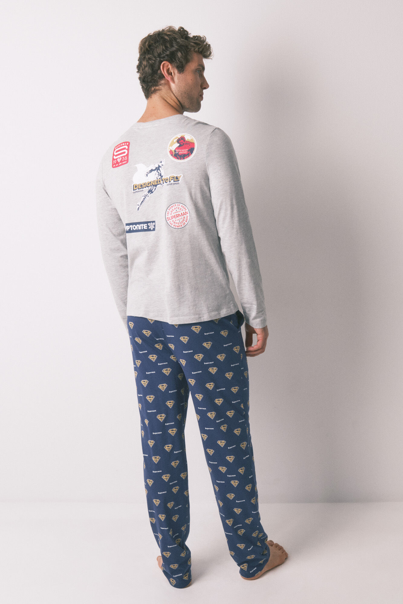 Women'secret Pyjama long Superman gris 100% coton 