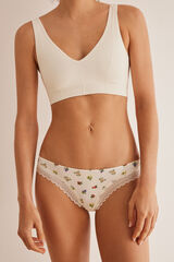 Womensecret Microfibre and lace panty with fruit motif white