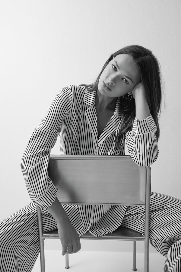 Women'secret Black and white striped classic pyjamas black