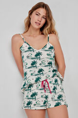 Gisela Snoopy print short pajamas with straps Wei&szlig;
