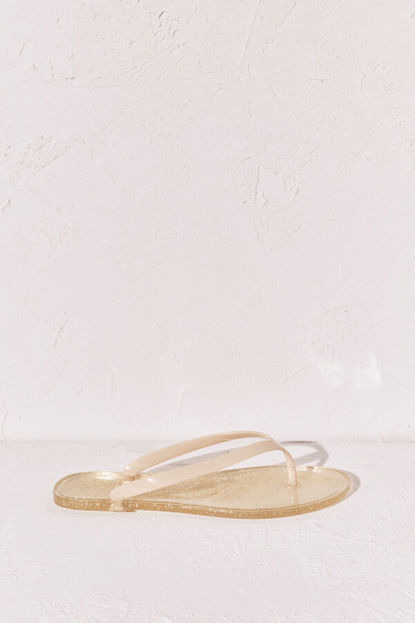 Women'secret Yellow glitter effect toe sandals black