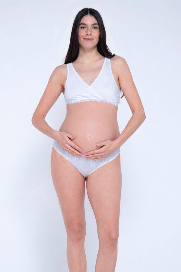 Ohma! Sujetador cruzado de canal&eacute; estampado blanco