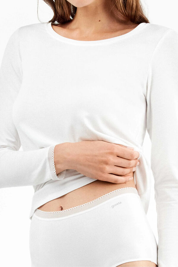 Gisela Braga alta b&aacute;sica con gal&oacute;n de encaje&nbsp; blanco