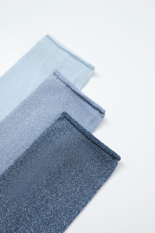 Women'secret Blue lurex 3-pack long socks blue