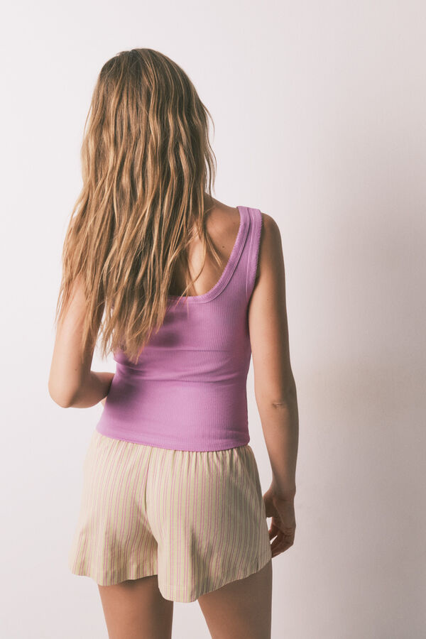 HI&BYE Pink and green striped cotton short pyjamas pink