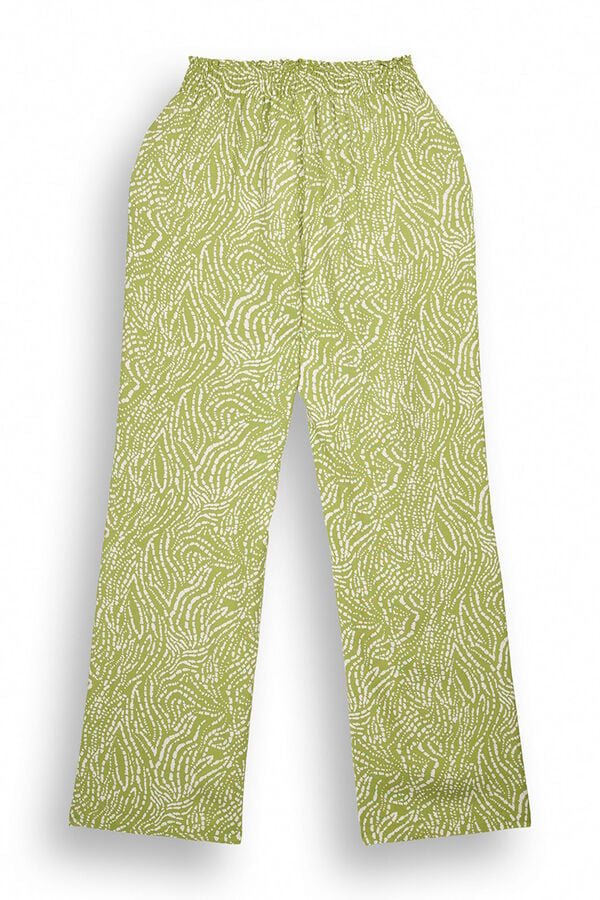 Womensecret Pantalons verts imprimé ethnique  vert