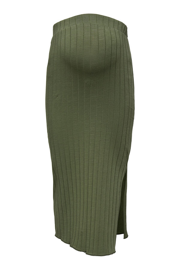 Only Maternity Saia midi canelada maternity  verde