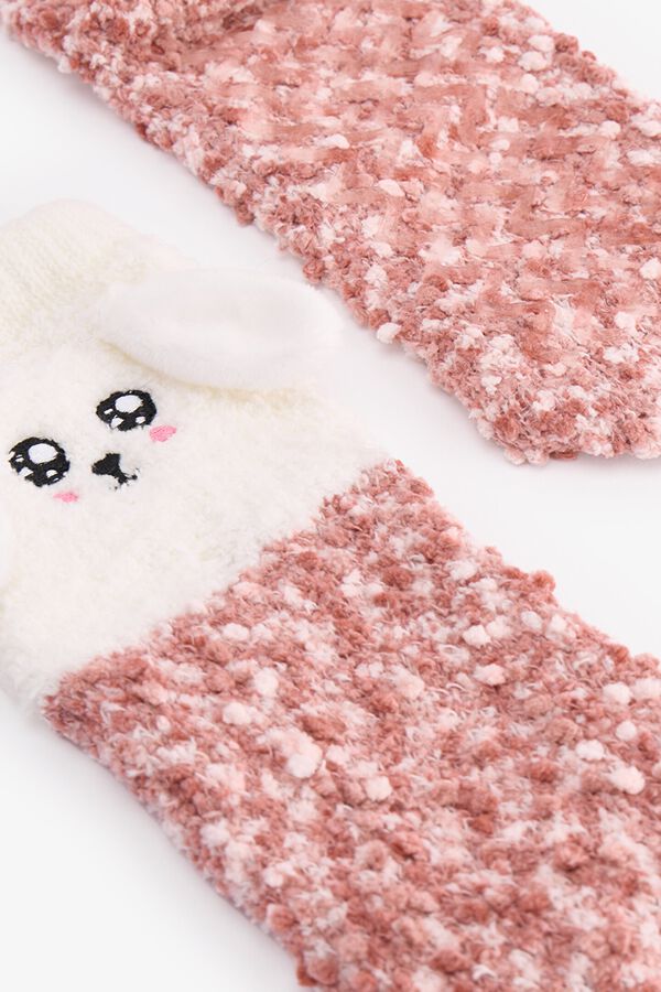 Penti Meias soquete com estampado de c&atilde;o rosa
