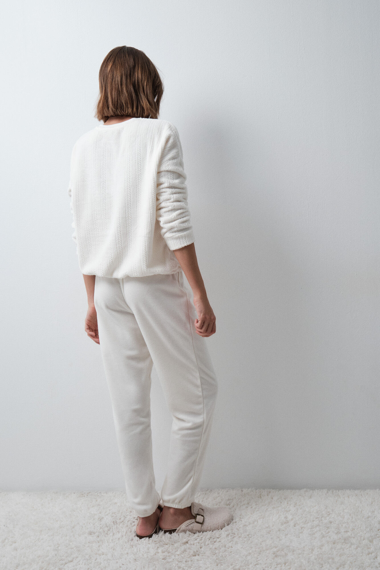 Women'secret White fleece long pyjamas