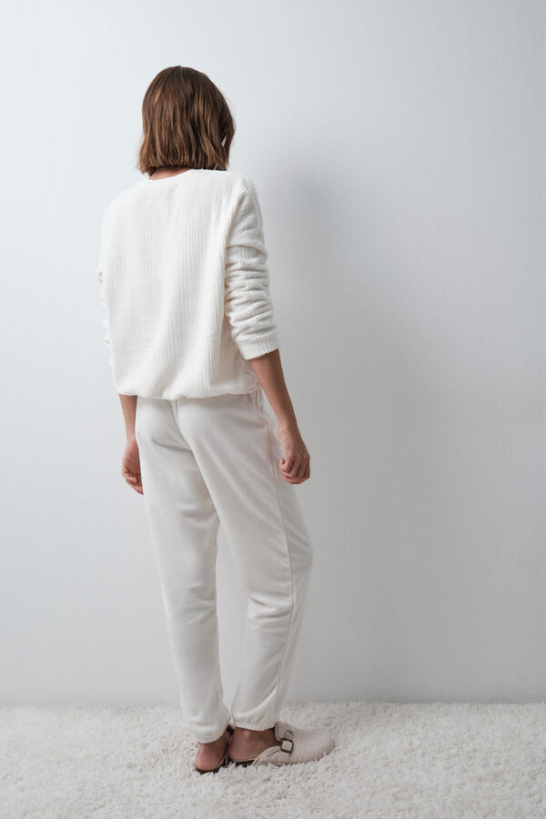 Women'secret White fleece long pyjamas beige