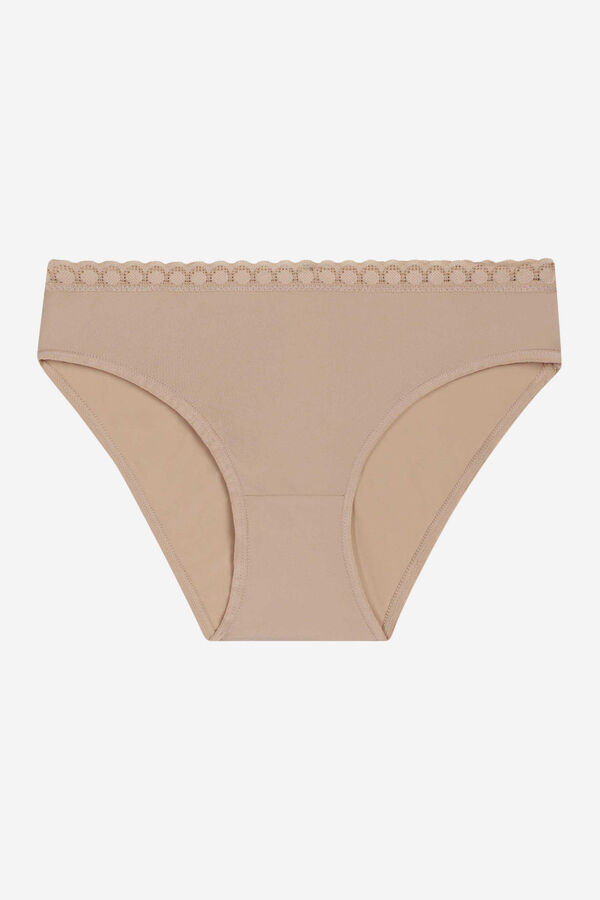 Dim Culottes fille en microfibre et dentelle nude