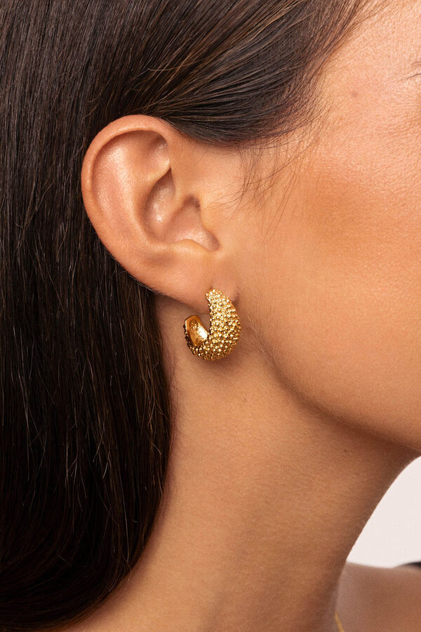 Singularu Antique Gold Plated Steel Hoop Earrings imprim&eacute;