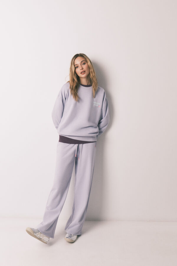 HI&BYE Lilac cotton fleece sweatshirt blue