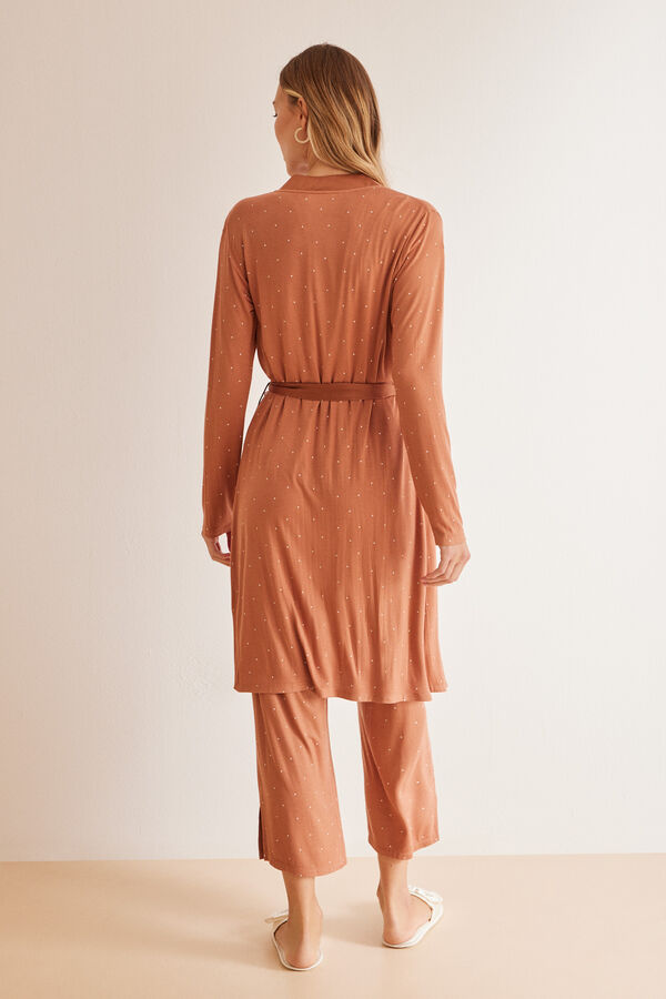 Womensecret Brown polka-dot Ecovero™ robe nude