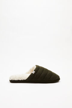 Womensecret Khaki faux shearling slippers beige
