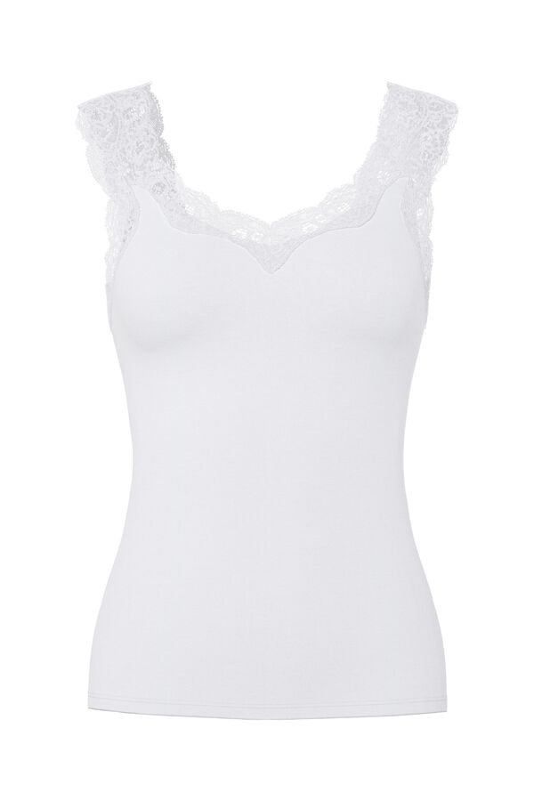 Pieces Top with lace detail white