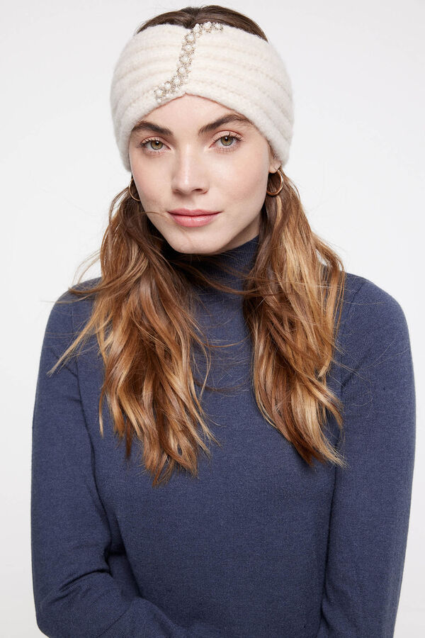 Pieces El&aacute;stico para o cabelo com detalhe de p&eacute;rola. branco