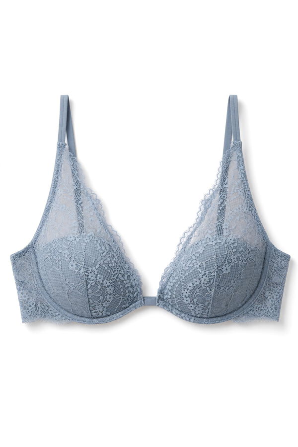 Women'secret Plavi čipkasti halter grudnjak sa punjenjem INTUITIVE Plava