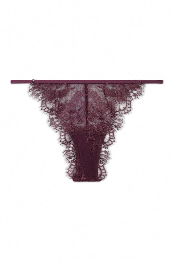 Women'secret Burgundy lace strap Brazilian panty red