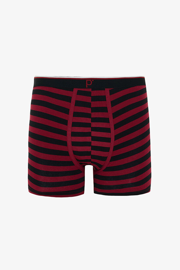 Penti Boxers org&acirc;nicos listrados Red Line masculinos, pacote com 3 estampado